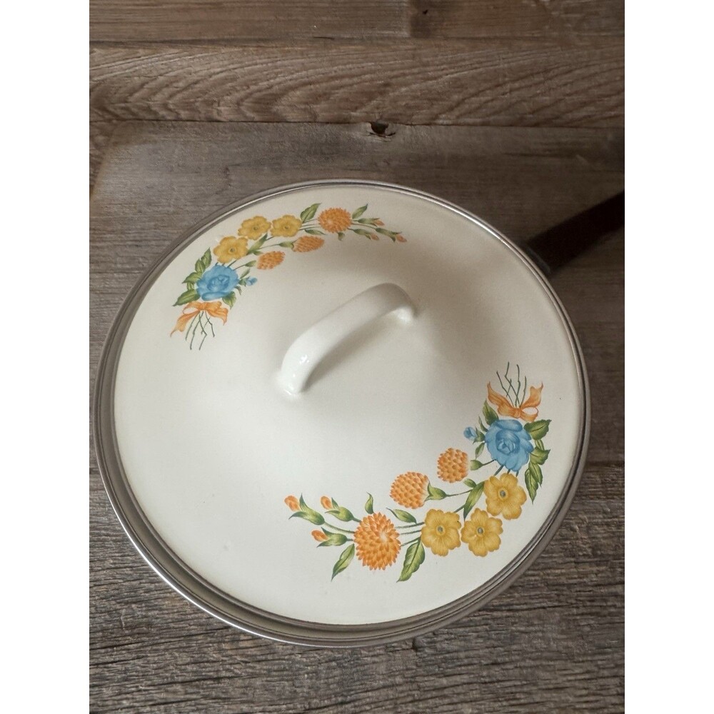 Vintage JMP "Sweet Flowers" enamel roasting pan made in Spain In The 70s & 80s - Picture 2 of 7